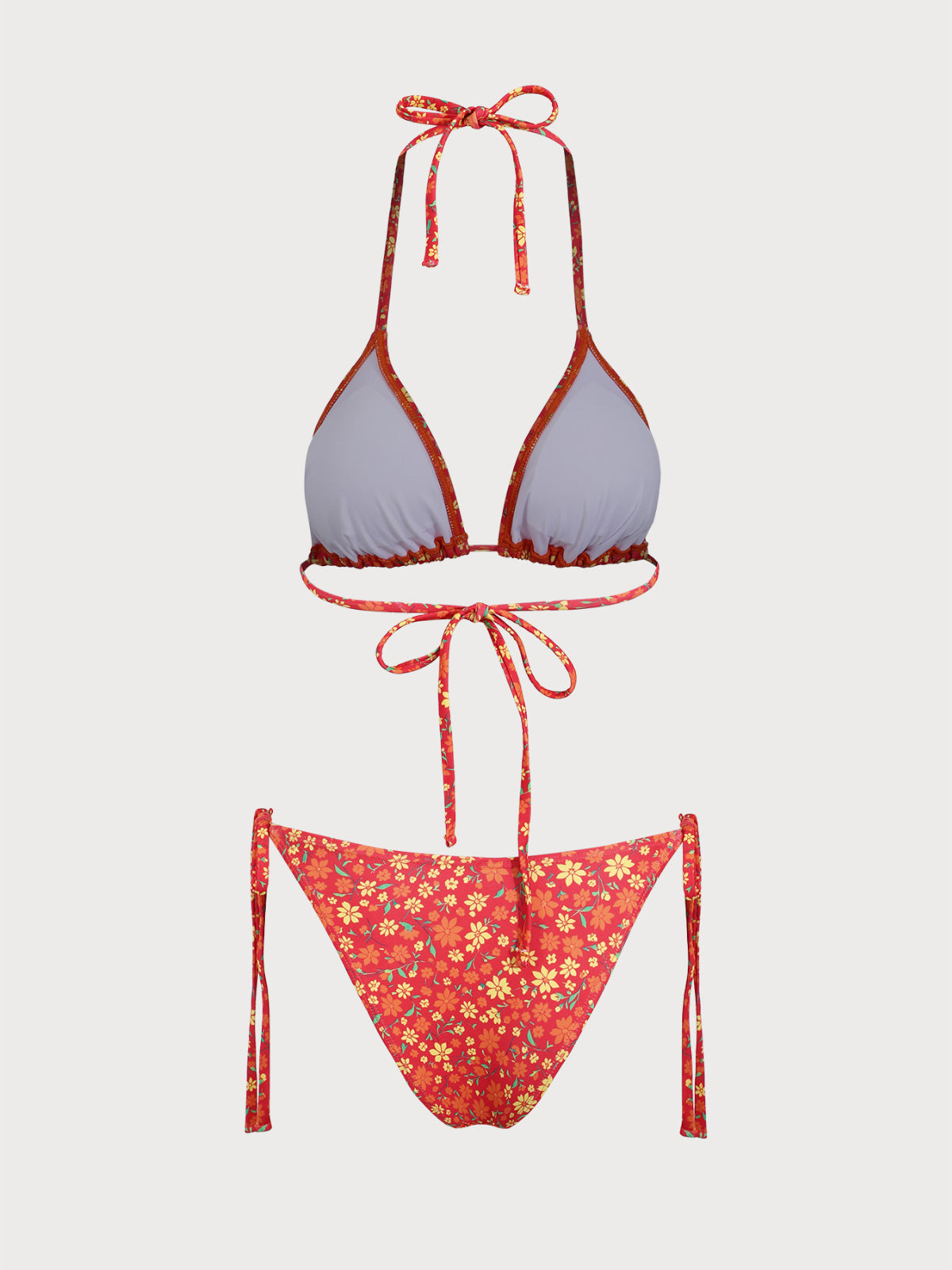 Orange Colorful Floral Bikini Set