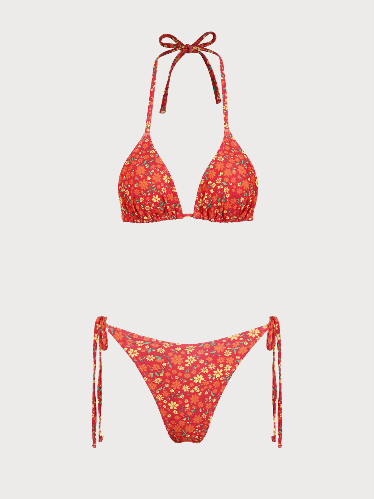 Orange Colorful Floral Bikini Set