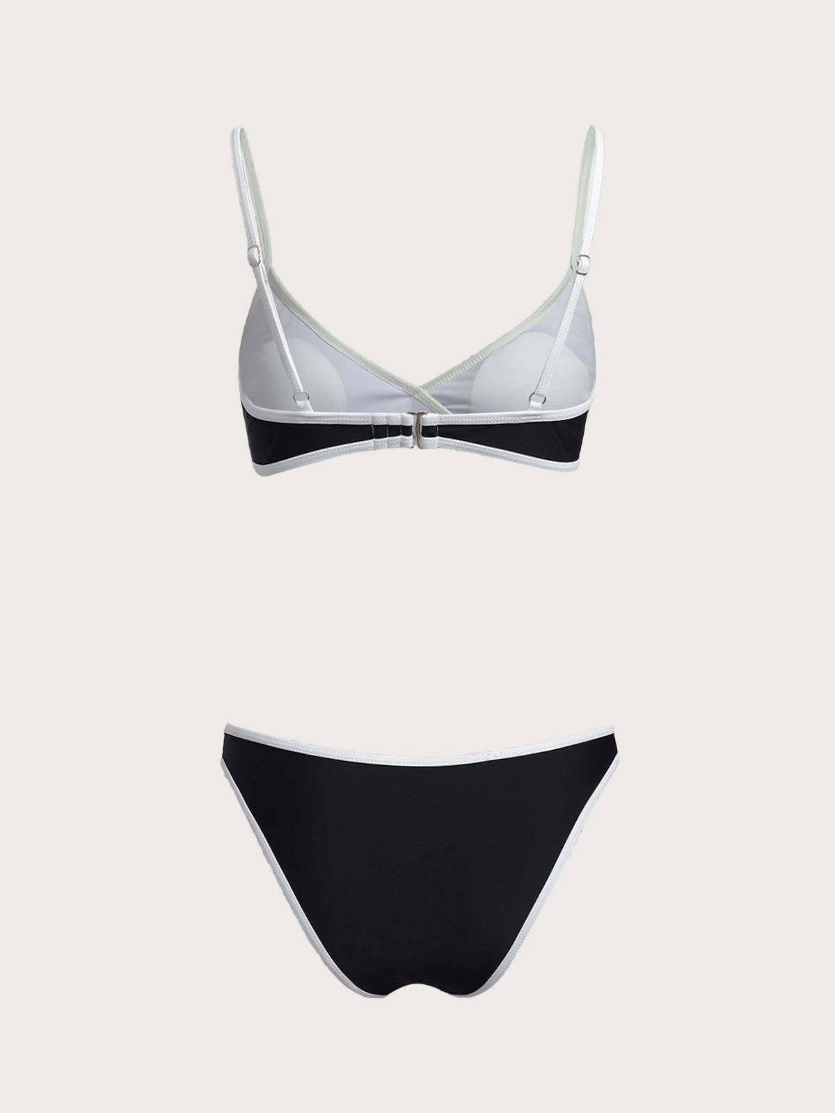 Black Contrasting And White Crossover Bikini Set
