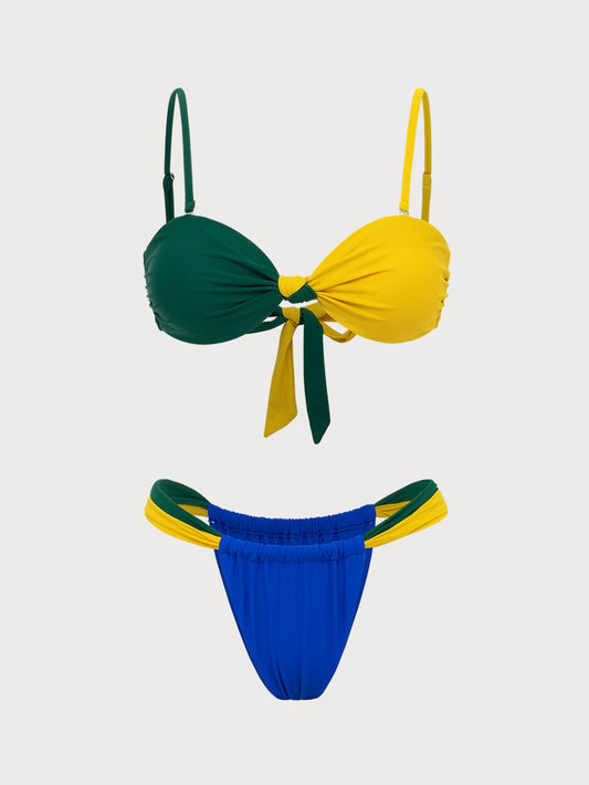 Multi Contrast Color Twist Bikini Set