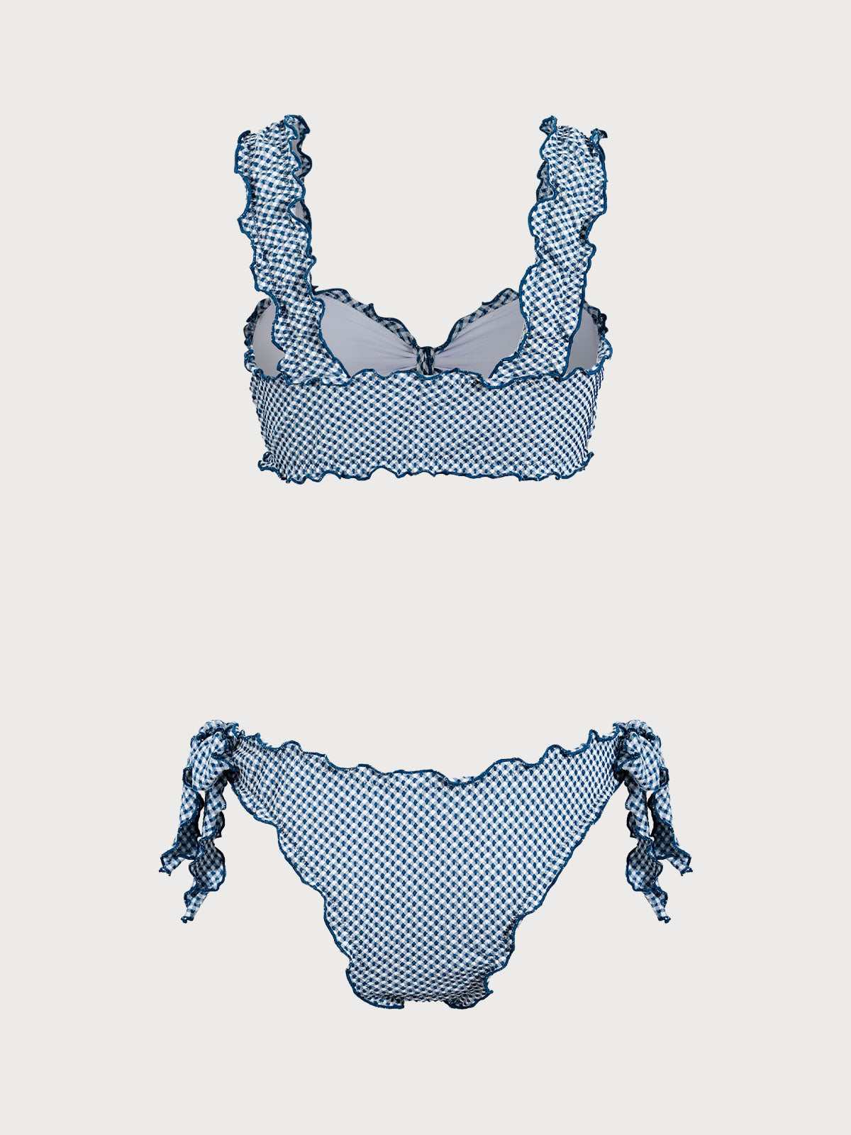 Blue Plaid Twist Bikini Set