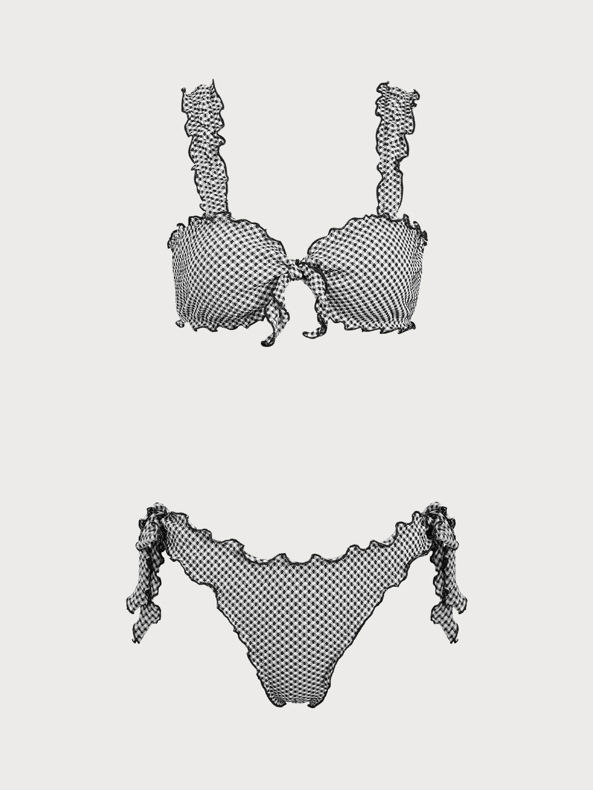 Blue Plaid Twist Bikini Set