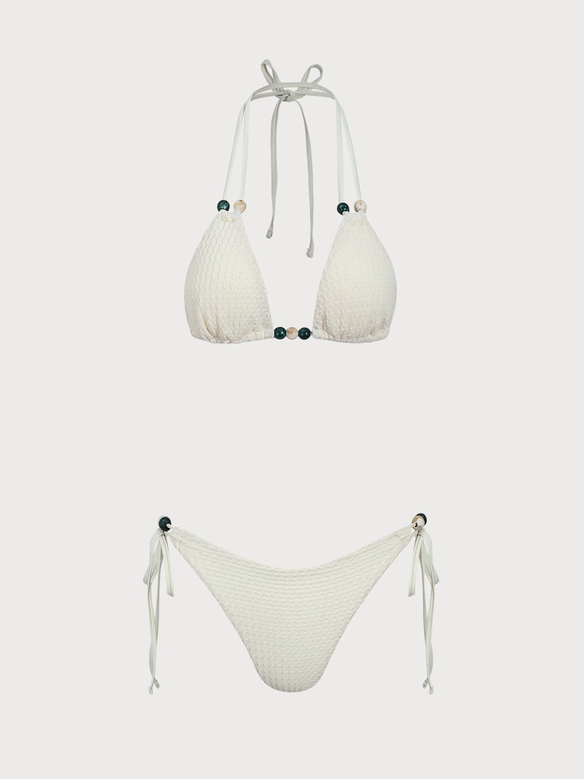 Beige Knot Drawstring Bikini Set