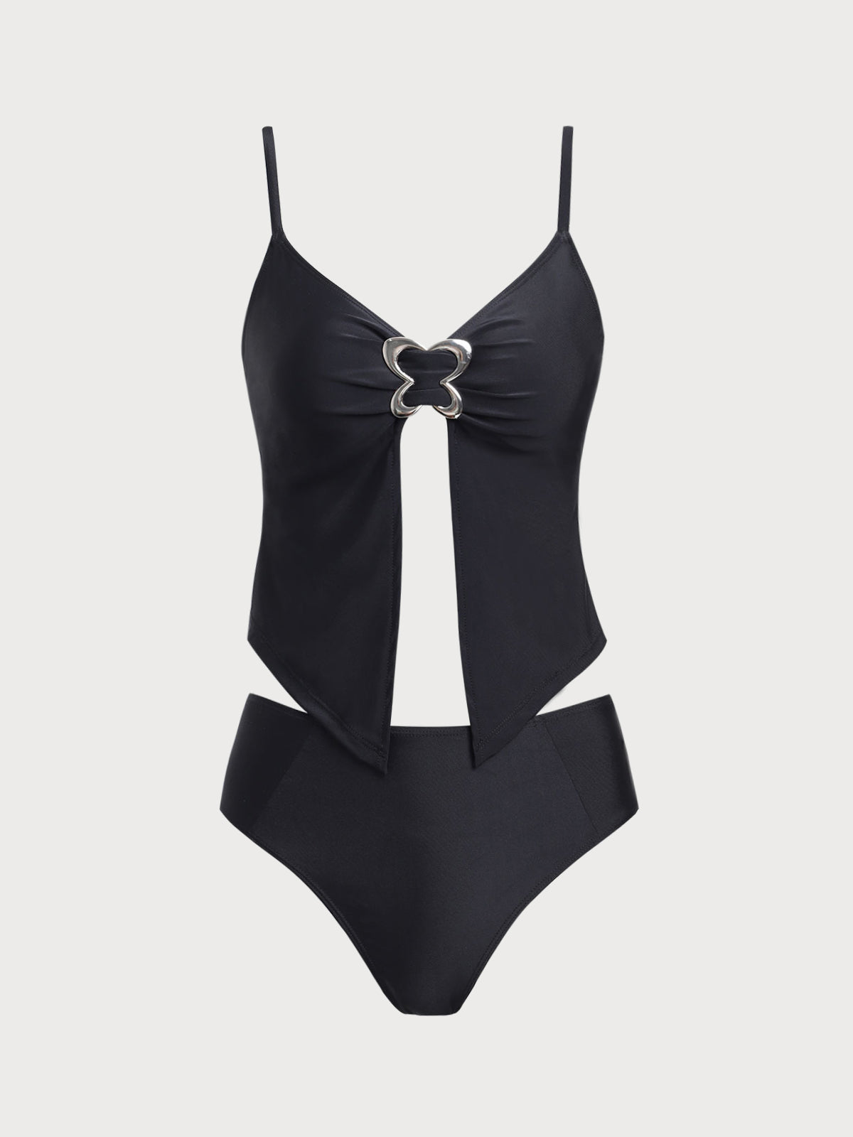 Black Butterfly Embellished Tankini Swimsuit