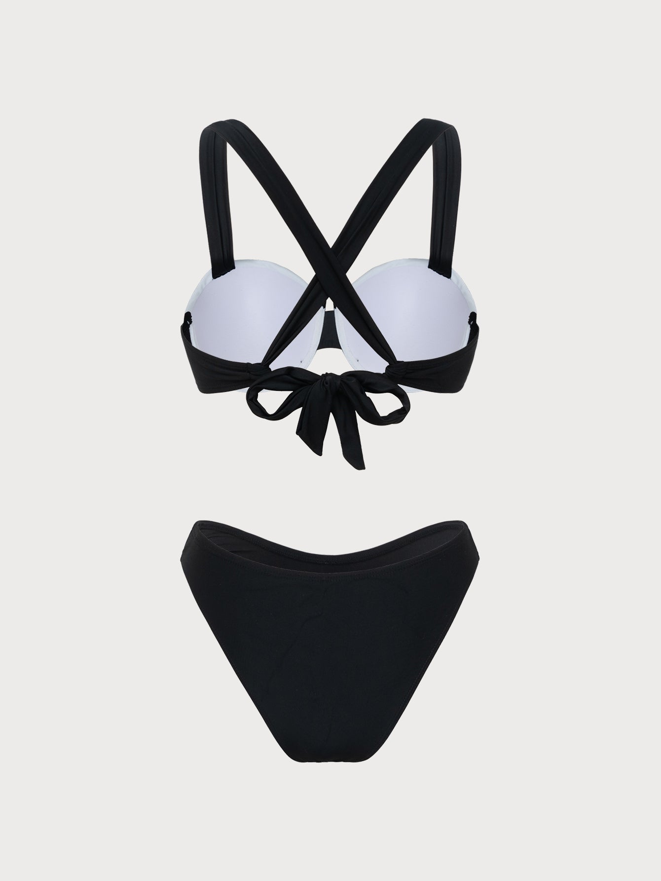 Black Denim Style Contrasting Underwire Bikini Set