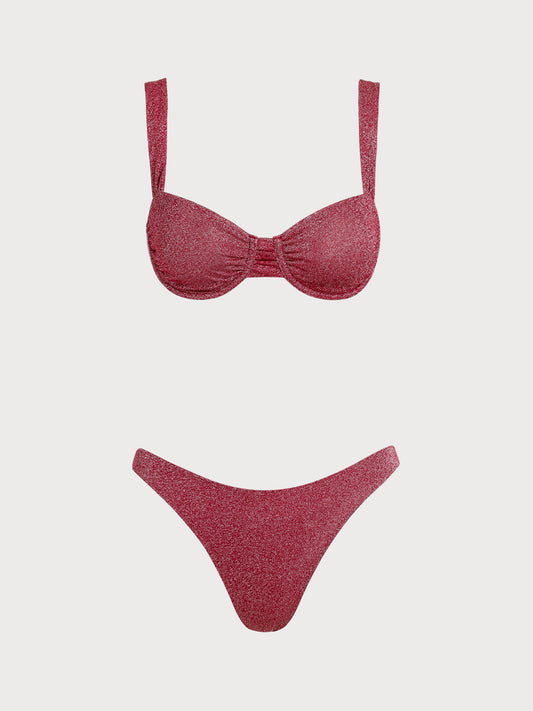 Red Glitter Underwire Bikini Set