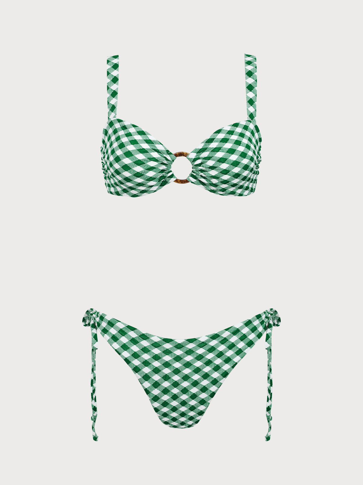 Green Plaid Hoop Bikini Set
