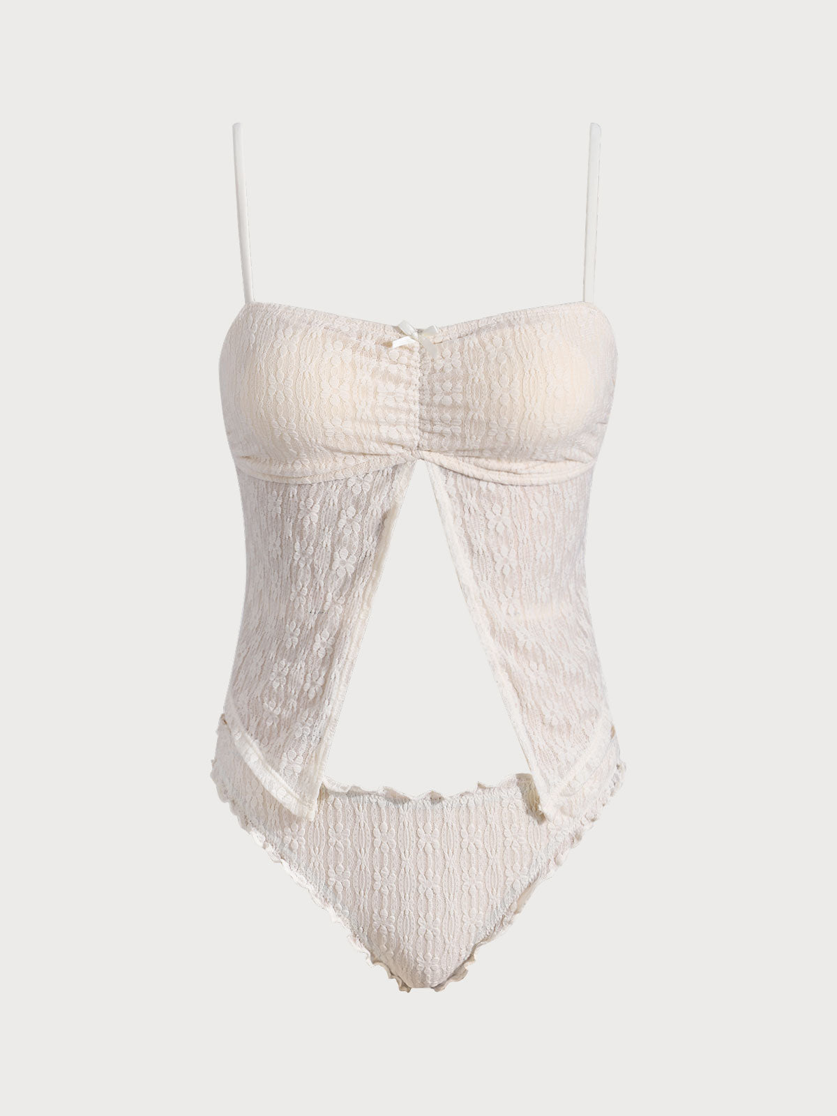 Off White Ruched Swimwear Tankini Swimsuit