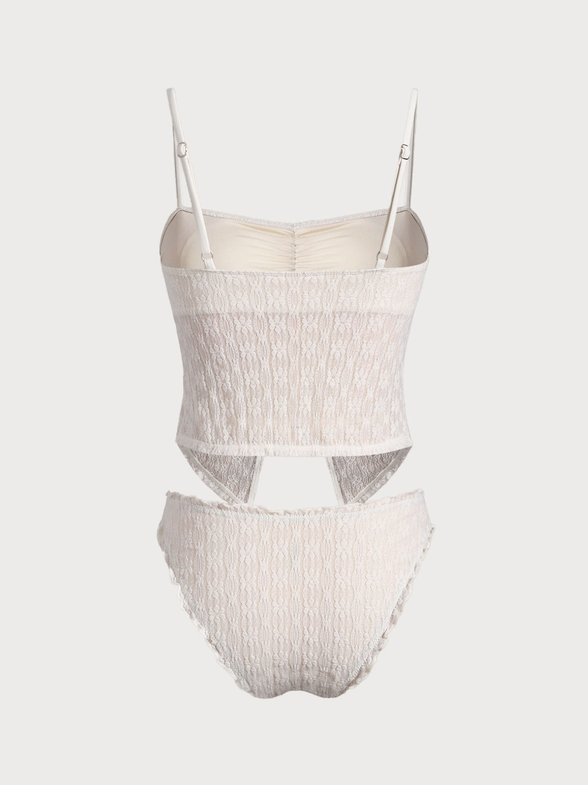 Off White Ruched Swimwear Tankini Swimsuit