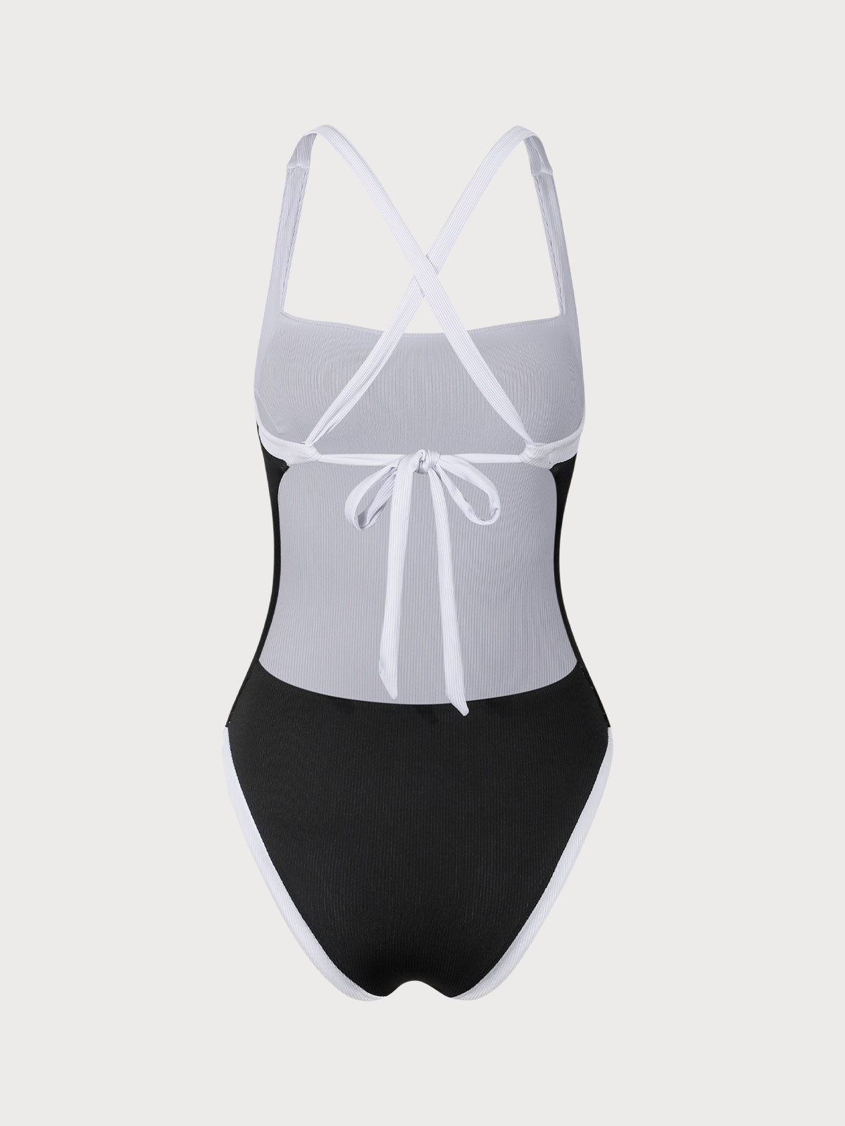 Black Contrast Color Reversible One-Piece Swimsuit
