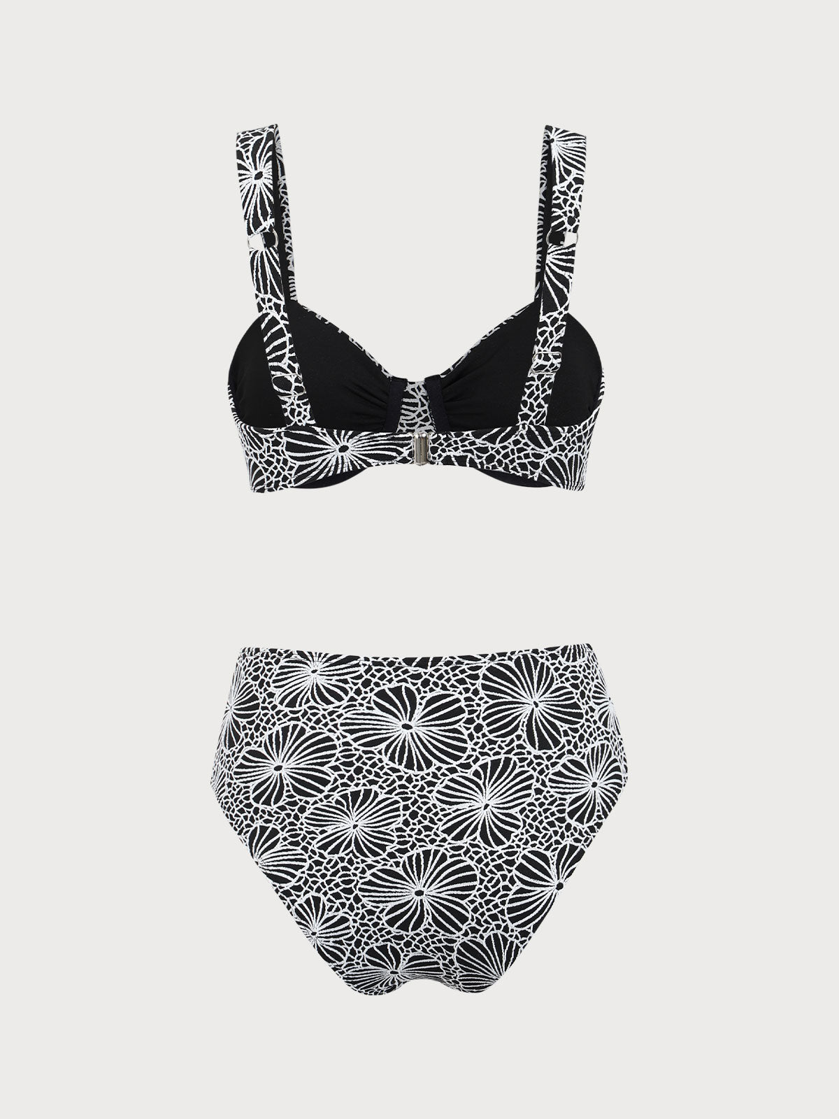 Contrast Flower Underwire Bikini Set