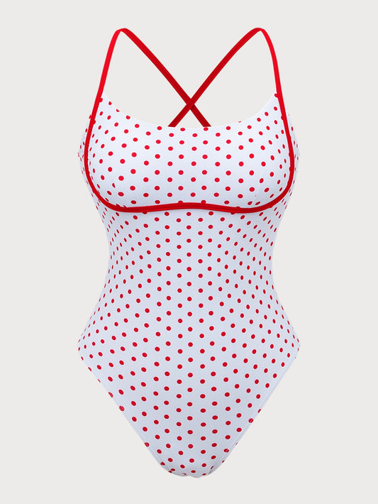 Red Polka Dot One-Piece Swimsuit