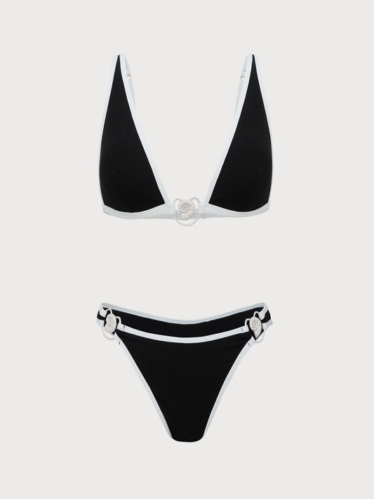 Black Contrast Triangle Bikini Set
