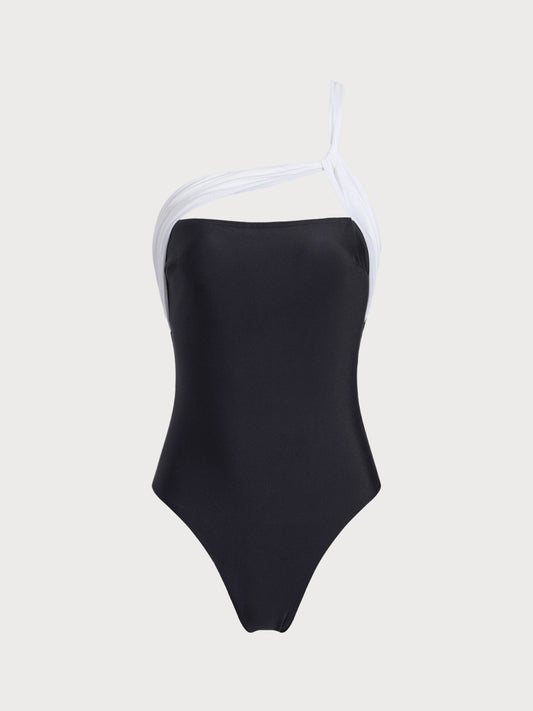 Black Contrast Two-Tone Swimsuit