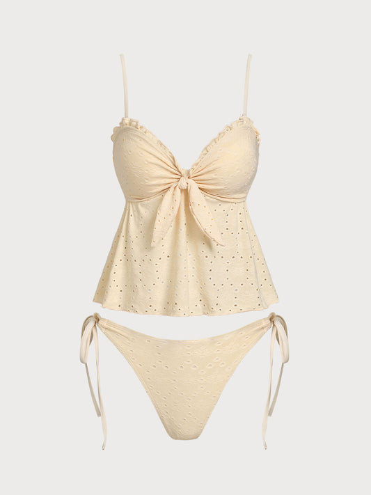 Yellow Front Twist Bikini Set