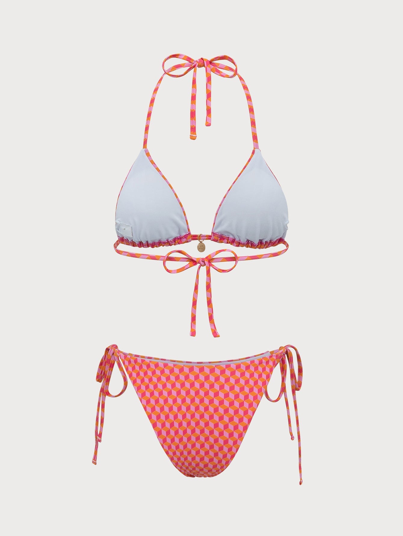 Pink Geometric Print Bikini Set