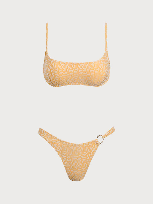 Yellow Geometric Two-Tone Bikini Set