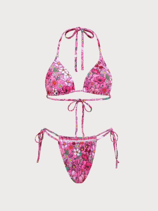 Pink Girly Print Bikini Set