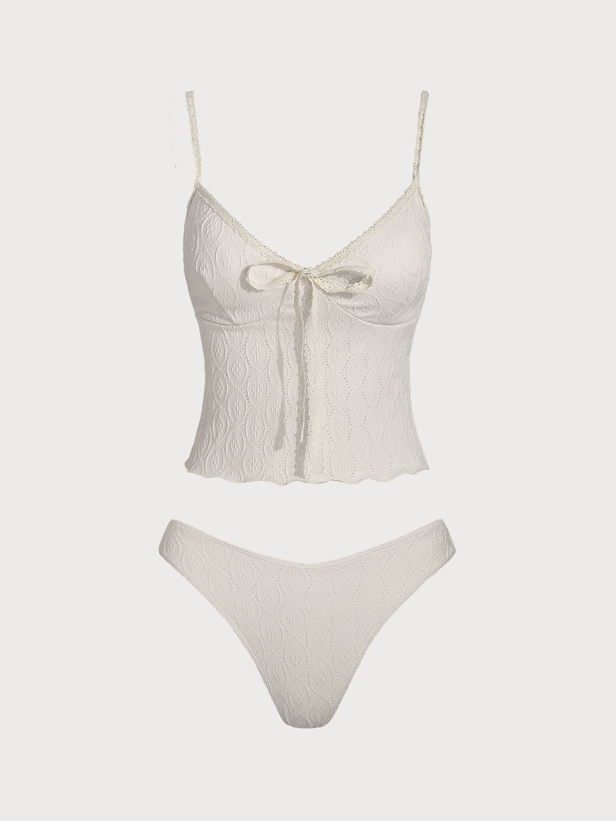 Beige Lace Tankini Swimsuit
