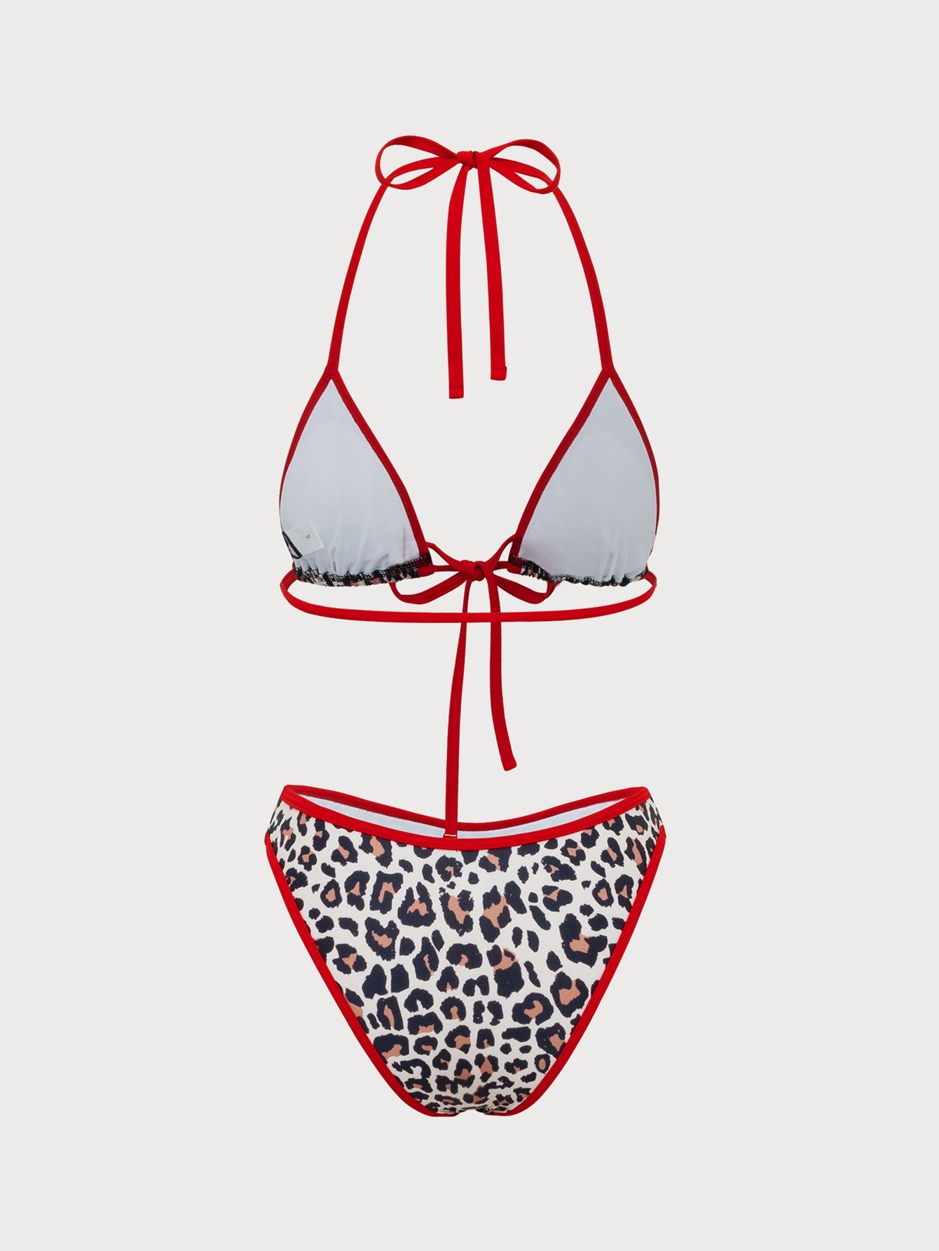 Brown Contrasting Halter Bikini Set