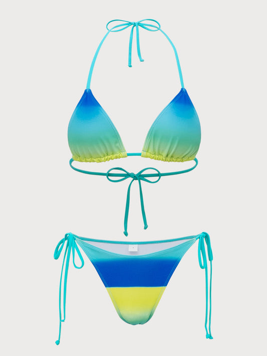 Blue Ombre Print Bikini Set