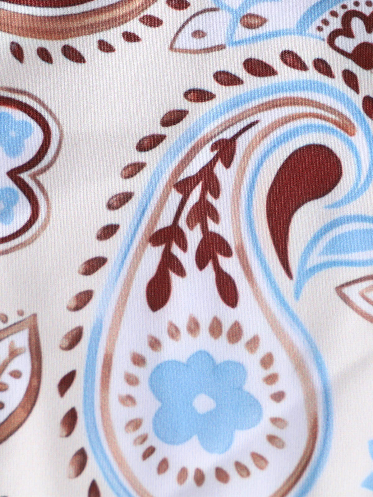 Khaki Paisley Print Contrast Tankini Set