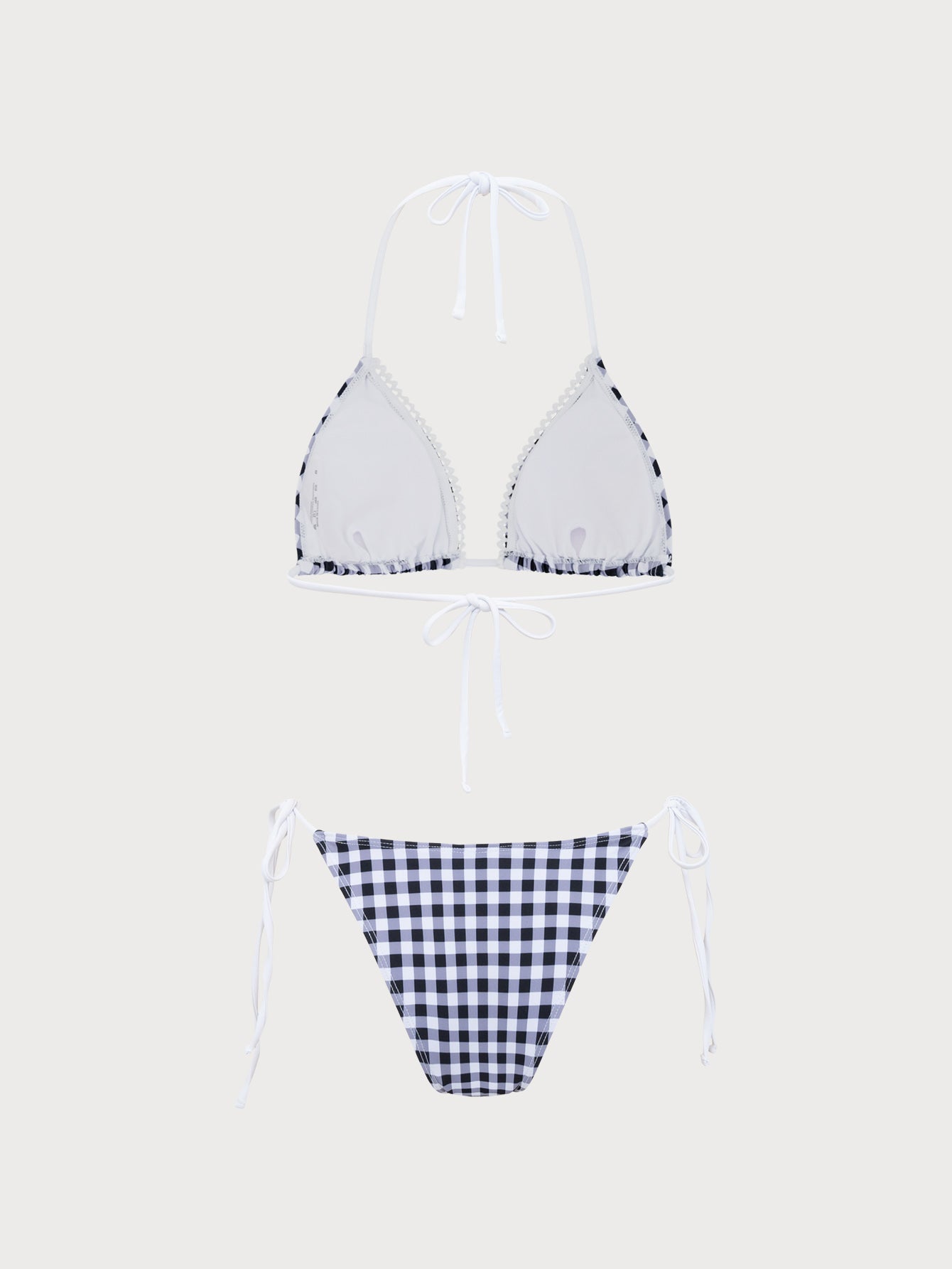 Black Plaid Halter Bikini Set