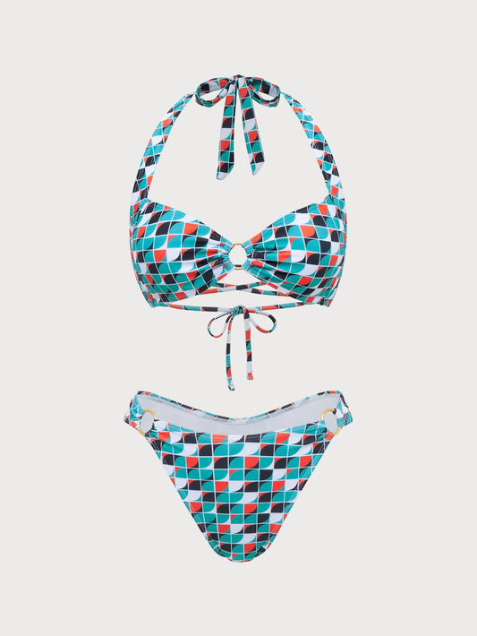 Blue Ring Geometric Bikini Set