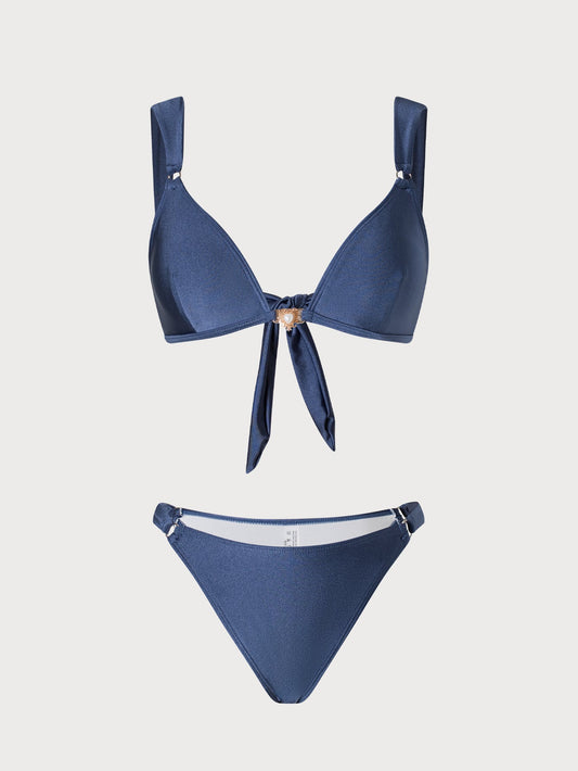 Blue Trimmed Vintage Bikini Set