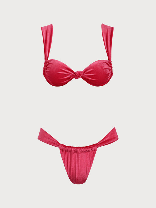 Pink Velvet Twist Bikini Set