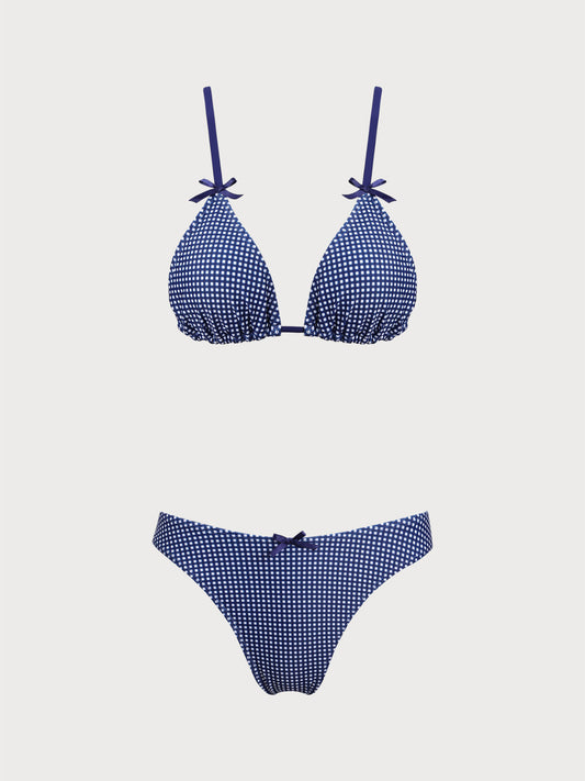 Navy Vintage Plaid Bikini Set