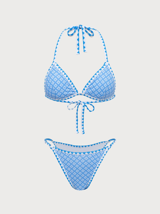 Blue Polka Lace Vintage Bikini Set