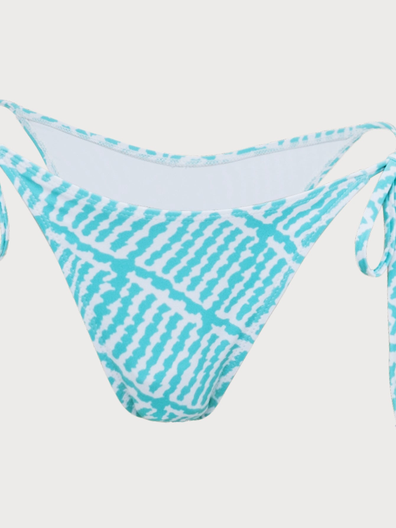 Light Blue Geometric Print Ruched Bikini Set
