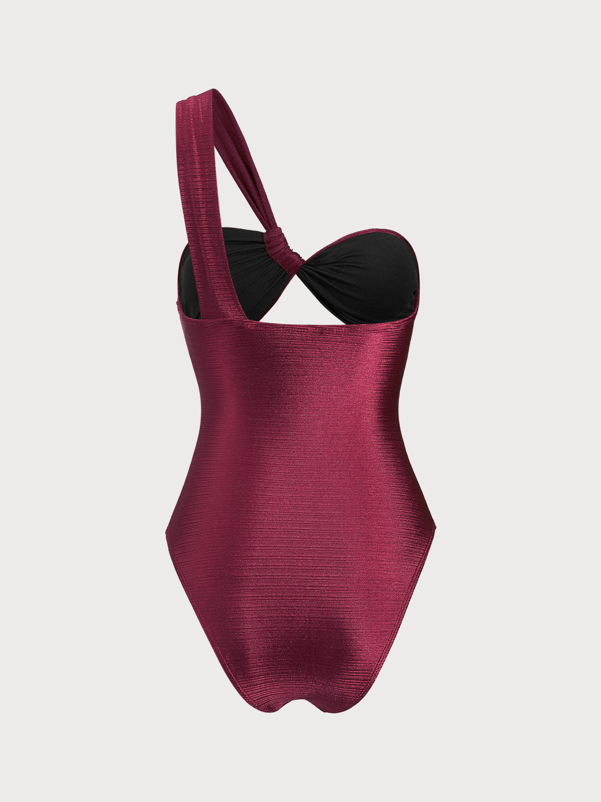 Burgundy Glitter One-Strap Cutout Swimsuit