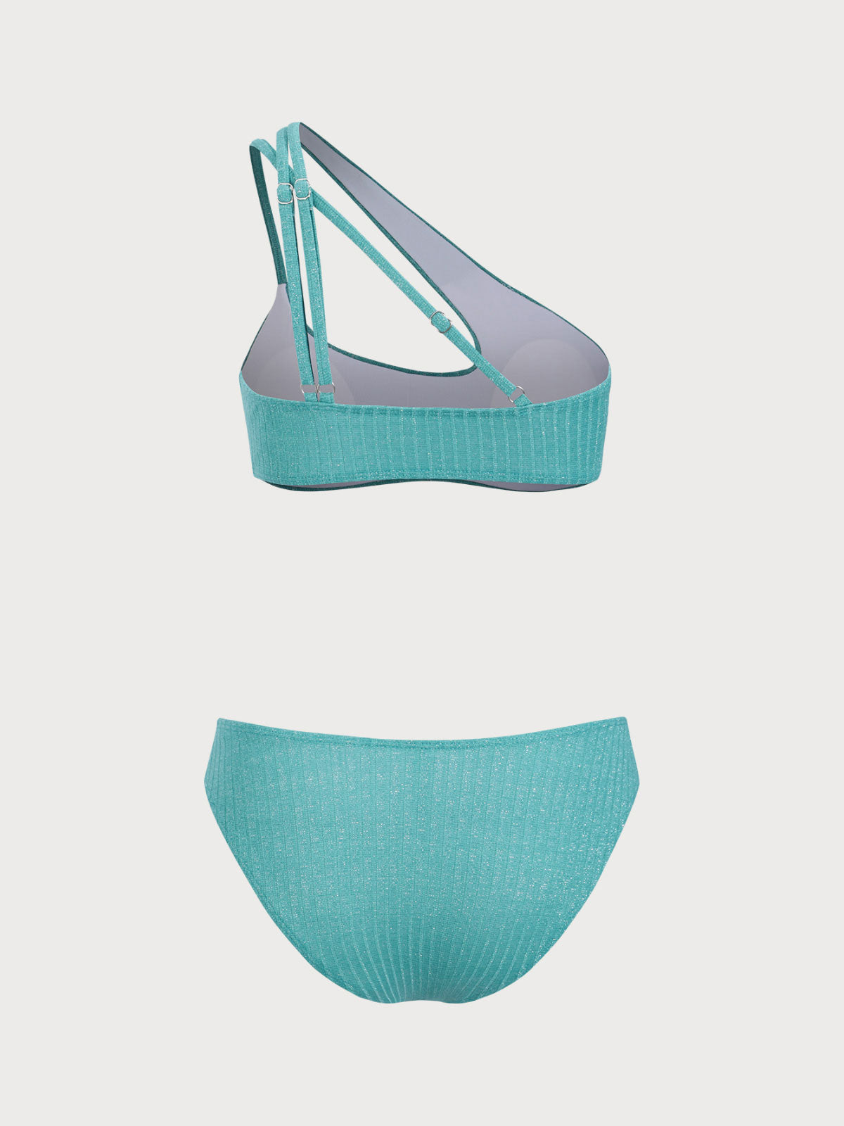 Malachite Green Pit Strip One Shoulder Bikini Set