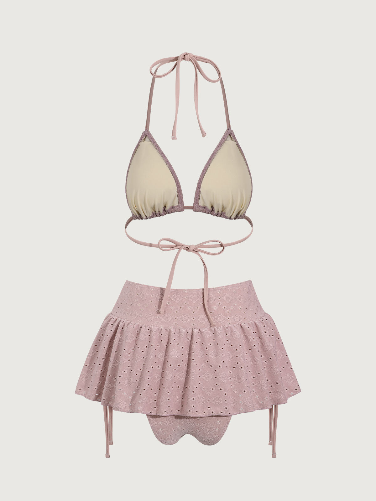 Pink Ruffle Bikini Three Piece Suit