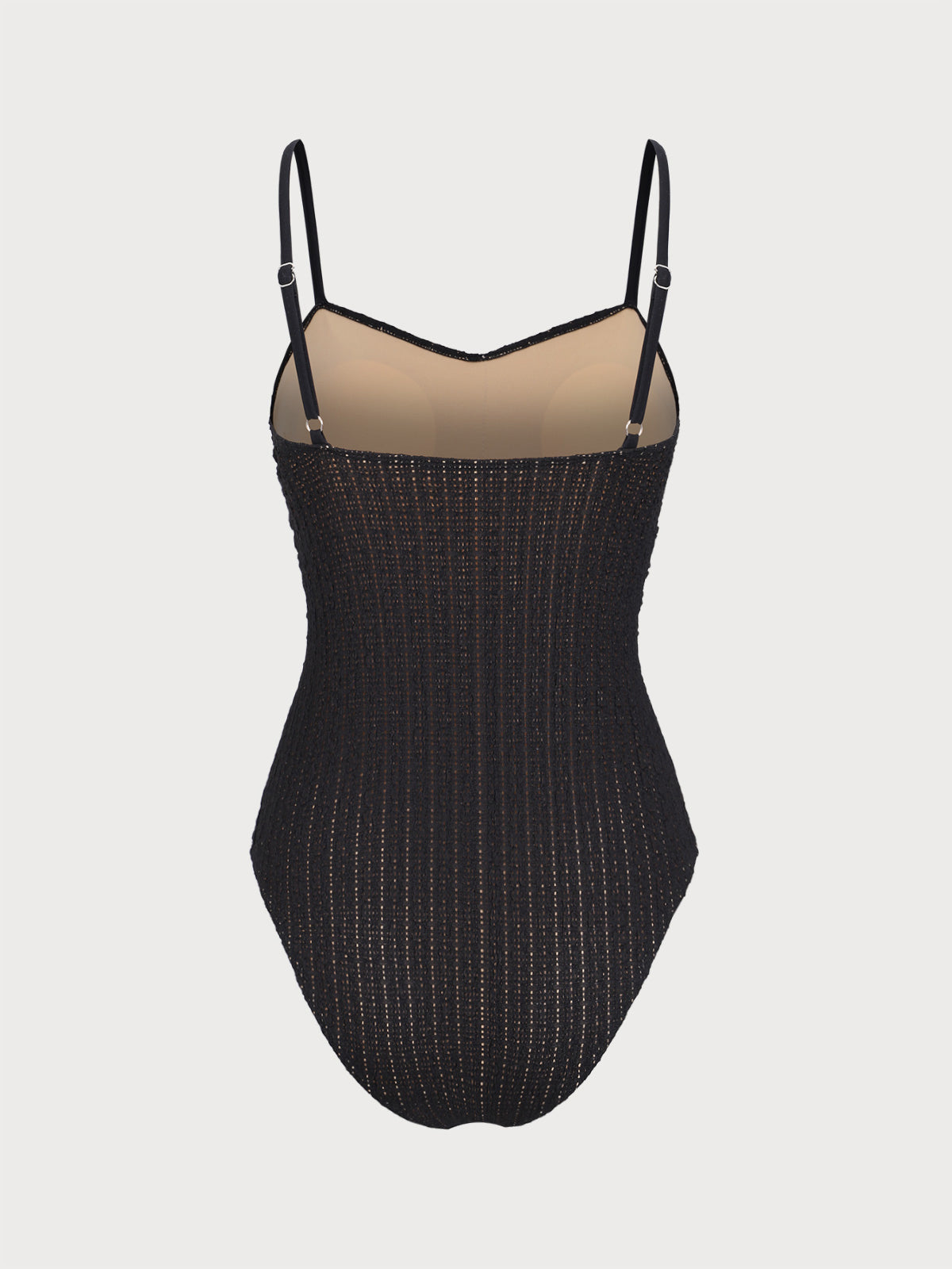 Black Hollow Wrinkled One-Piece Swimsuit