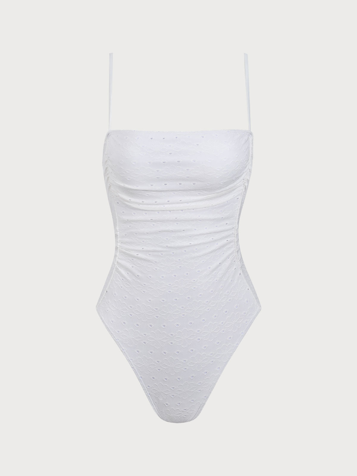 White Ruched One-Piece Swimsuit