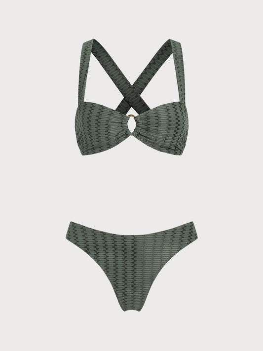 Green Hoop Cutout Bikini Set
