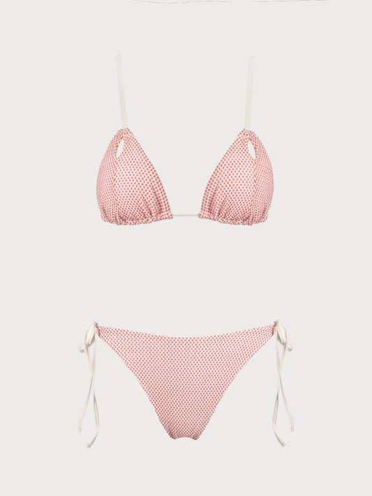 Orange Jacquard Cutout Bikini Set
