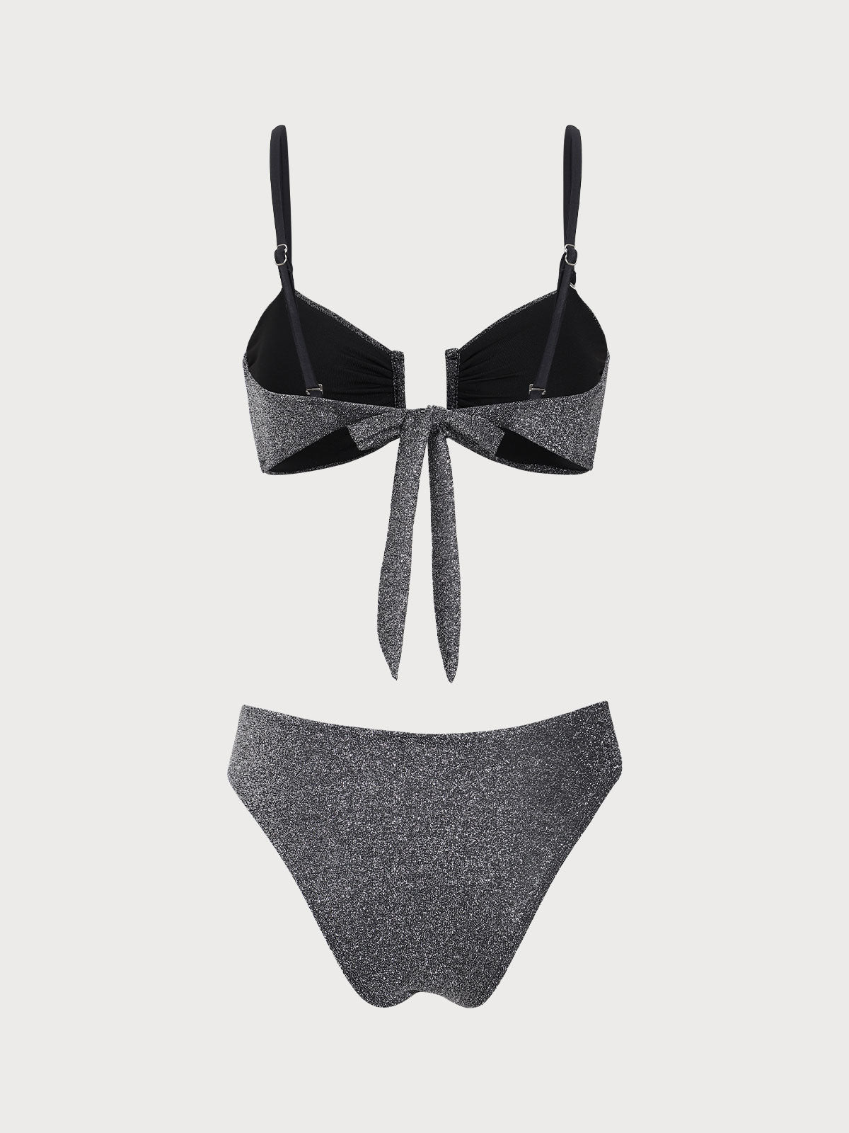 Black Lurex V-Notch Bikini Set