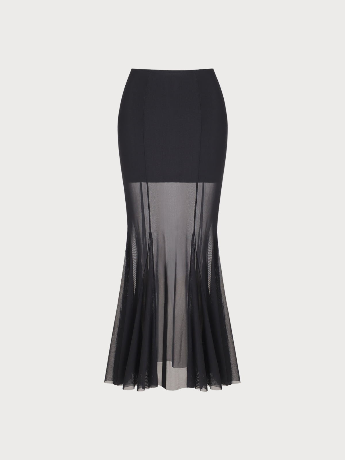Black Mesh Hip-Wrapped Long Skirt