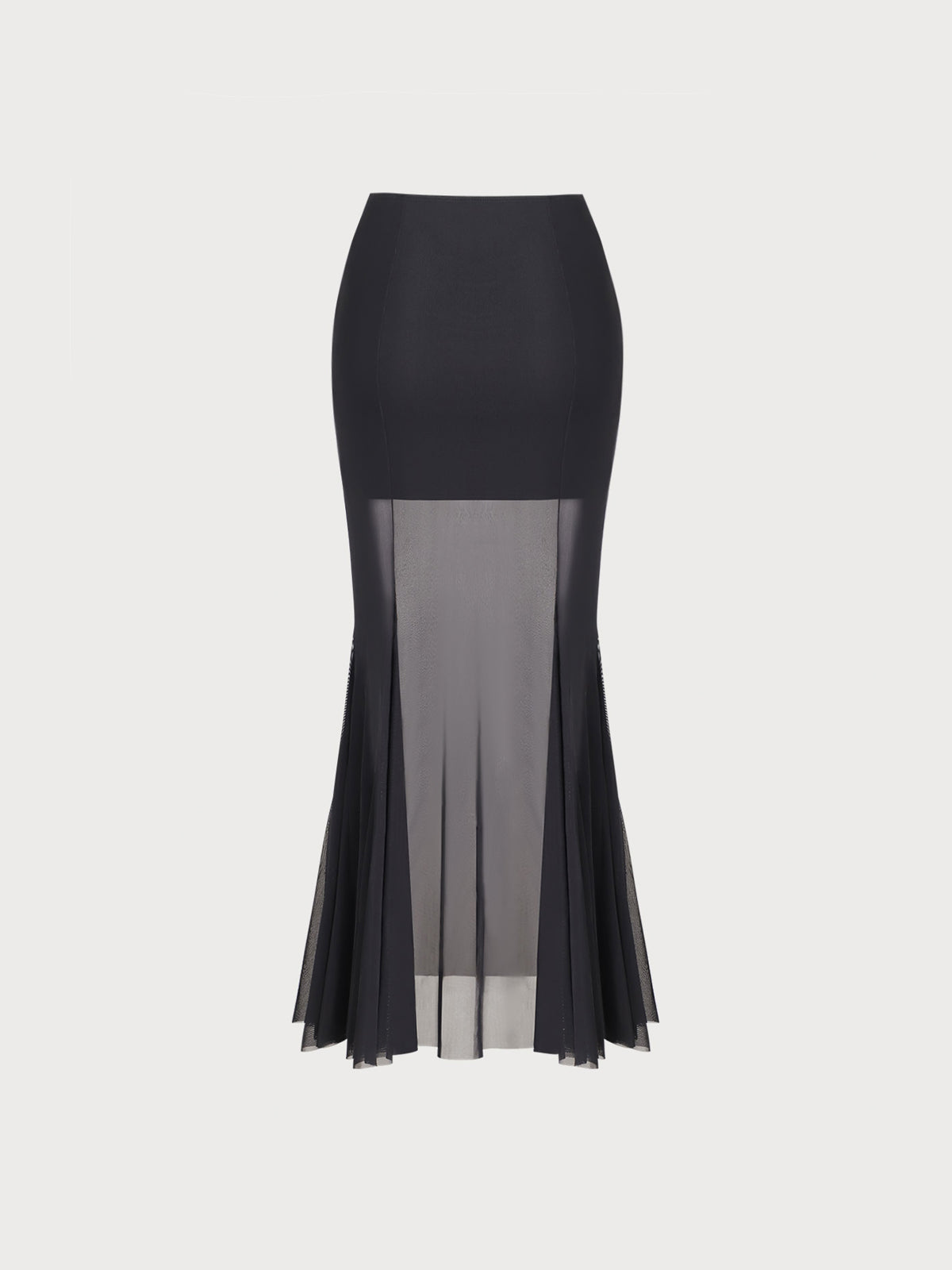 Black Mesh Hip-Wrapped Long Skirt