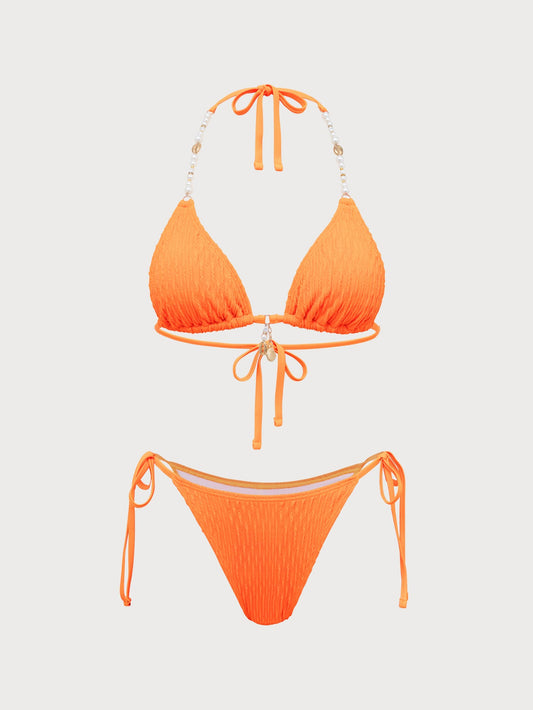 Orange Pearl String Bikini Set