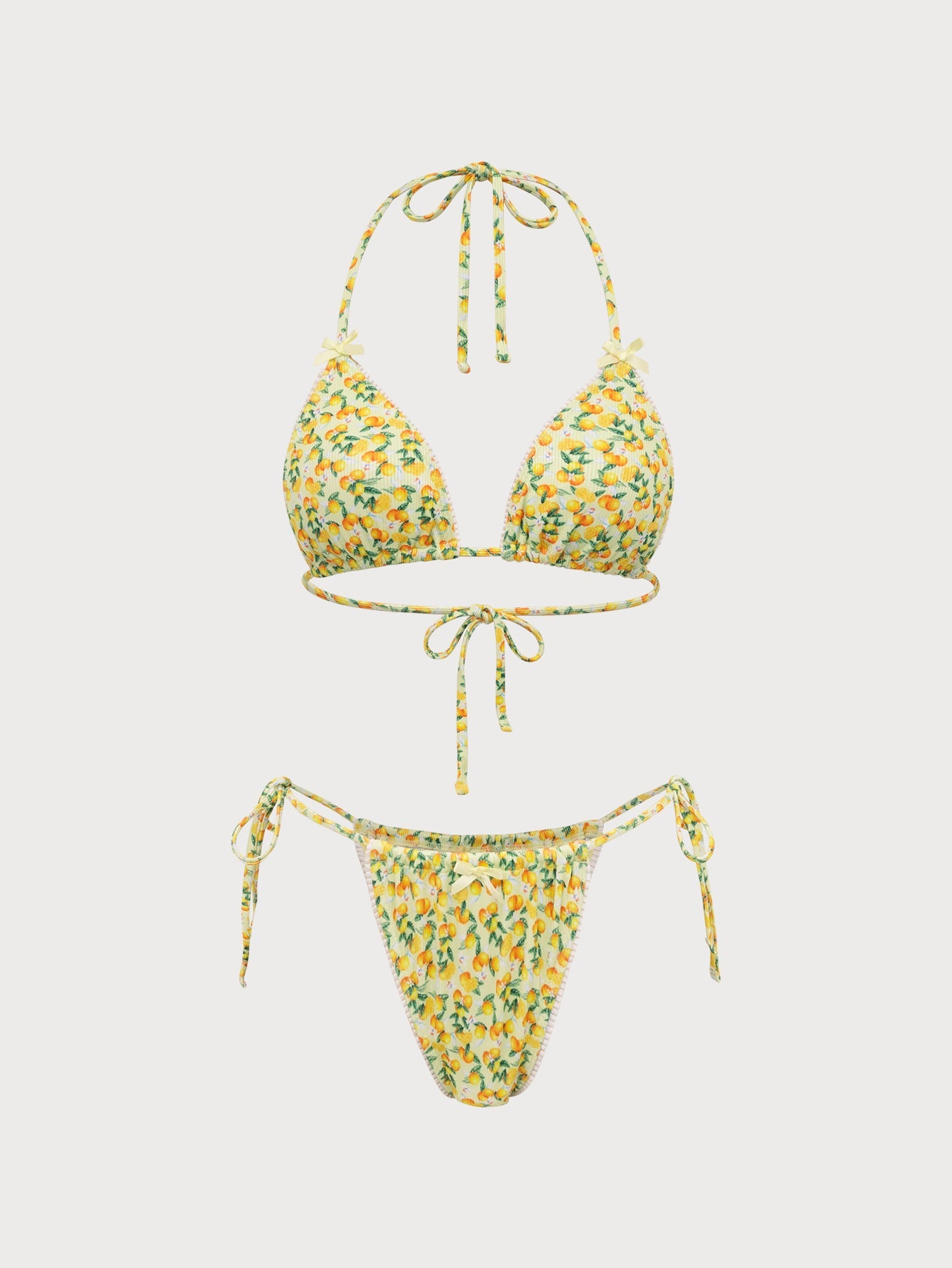 Yellow Pit Print Bikini Set