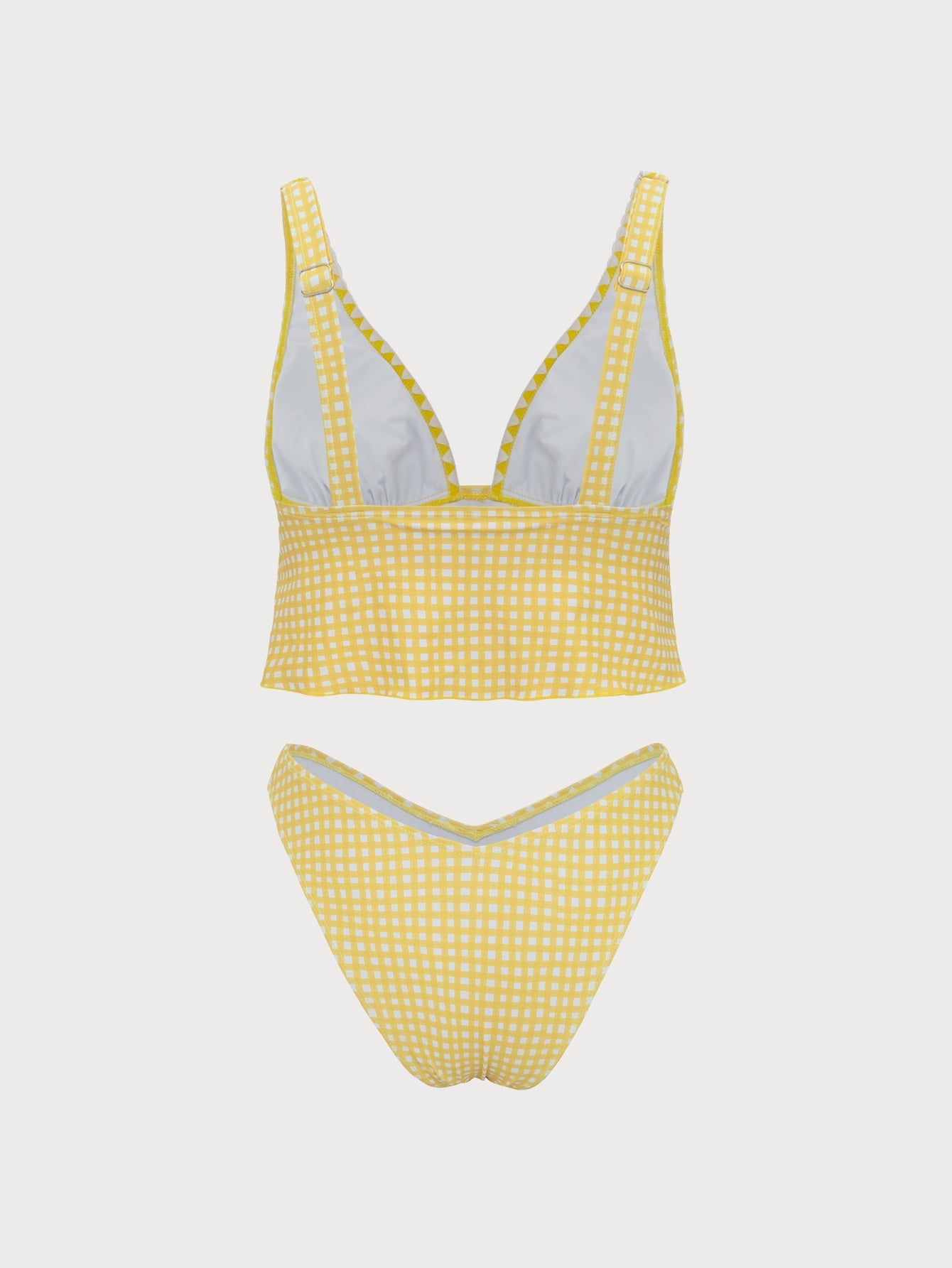 Yellow Plaid Tankini Swimsuit