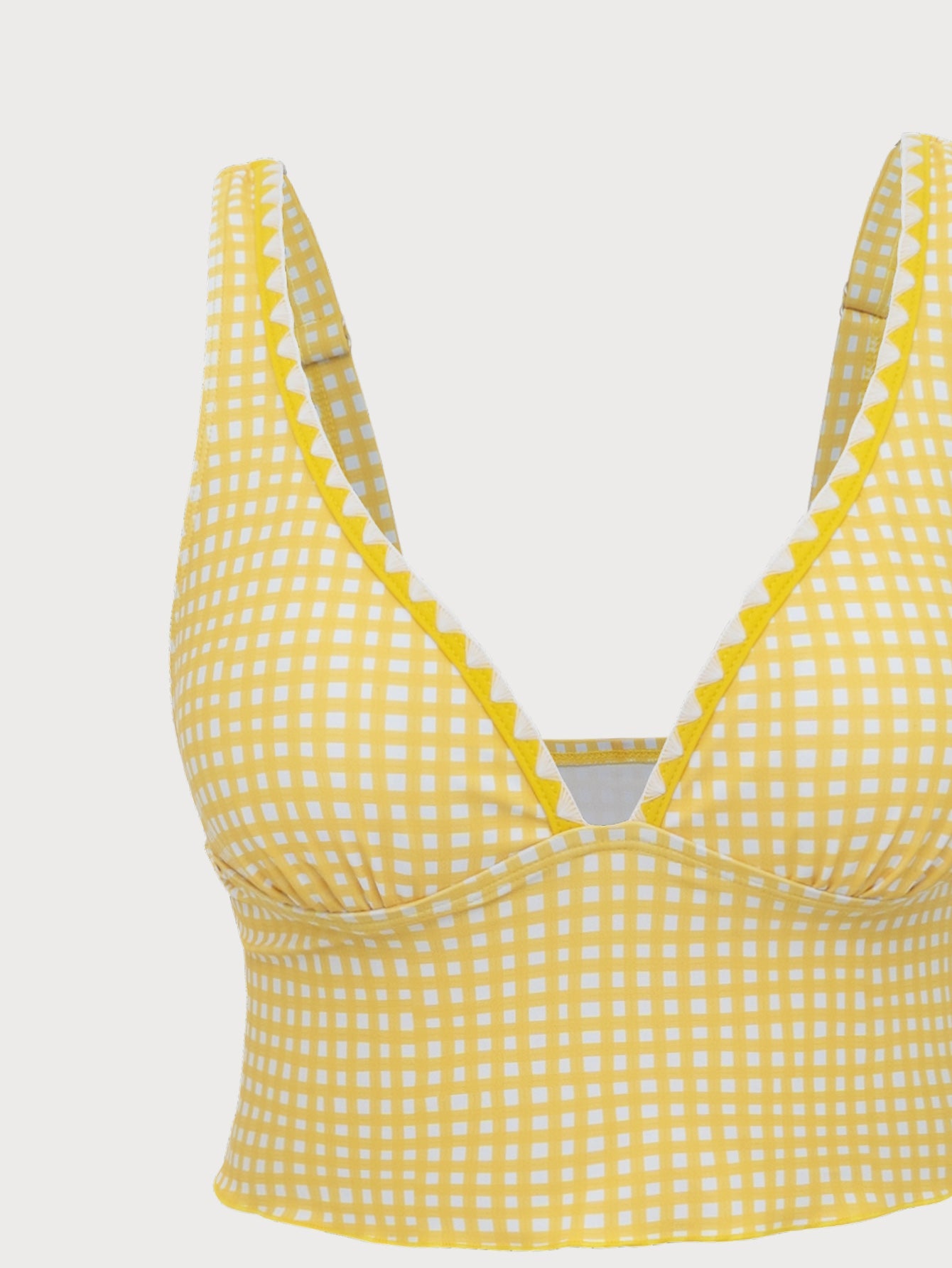 Yellow Plaid Tankini Swimsuit
