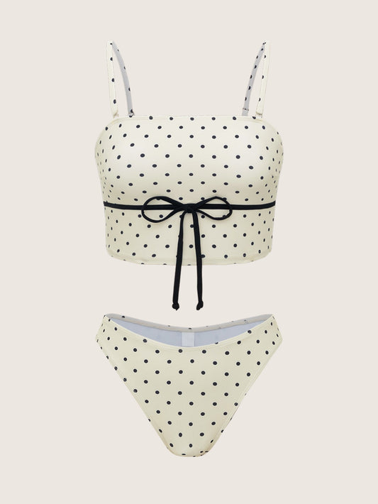 White Polka Dot Tankini Swimsuit