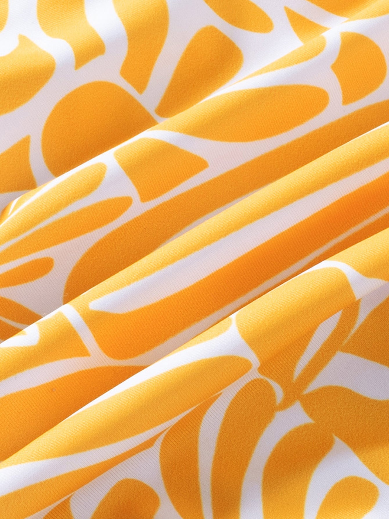 Yellow Printed Deep V One-Piece Swimsuit