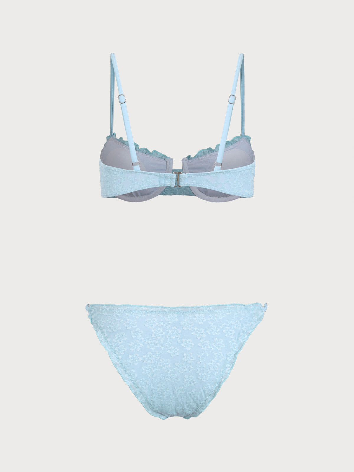Light Blue Ruffle Floral Bikini Set